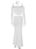 Sexy Tube Tops Long Sleeve Top Two Piece Skirt Set BLG-S3813934A