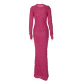 Fashion Solid Color Long Sleeve Slim Maxi Dress BLG-D3813931A
