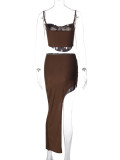 Sexy Sling Crop Tops And Split Skirts Two Piece Set BLG-S3412276A