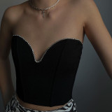 Fashion V-neck Slimming Warp Chest Top BLG-T1C7441K