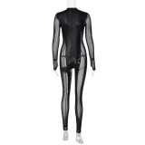 Fashion Splicing Mesh Back Zipper Jumpsuit BLG-P279530A