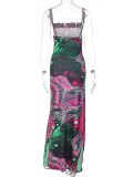 Fashion Printed Split Backless Halter Dress BLG-D279625K