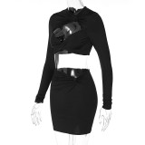 Sexy Hollow Out Tops And Skirts Two Piece Set BLG-S269054A