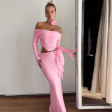 Sexy Tube Tops Long Sleeve Top Two Piece Skirt Set BLG-S3813934A