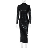 Slim Long Sleeve O Neck Midi Dress BLG-D2810014K