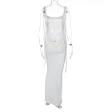 Sexy Tie Up Backless Solid Maxi Dress BLG-D248434A