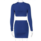 Sexy Hollow Out Tops And Skirts Two Piece Set BLG-S269054A