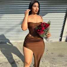 Sexy Sling Crop Tops And Split Skirts Two Piece Set BLG-S3412276A