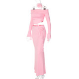 Sexy Tube Tops Long Sleeve Top Two Piece Skirt Set BLG-S3813934A