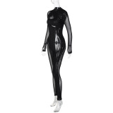 Fashion Splicing Mesh Back Zipper Jumpsuit BLG-P279530A