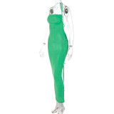 Sexy Solid Tie Up Slim Backless Maxi Dress BLG-D238047A