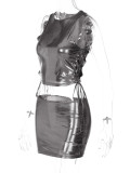 Hollow Out Tie Up Tank Tops And Skirt 2 Piece Set BLG-S2C11405A