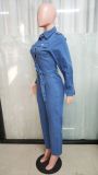 Fashion Denim Tie Up Wide Leg Jumpsuit LX-6972