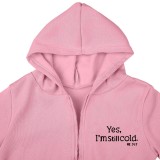 Fleece Sweatshirt Hooded Letter Print Three Piece Pants Set TK-6310