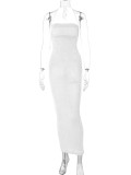 Sexy Solid Tie Up Slim Backless Maxi Dress BLG-D238047A