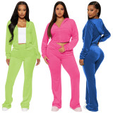 Casual Solid Color Hooded Two Piece Pants Set YD-8795