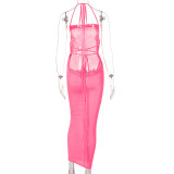 Sexy Solid Tie Up Slim Backless Maxi Dress BLG-D238047A