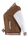 Color Block Long Sleeve Print Baseball Jacket ZDF-31323