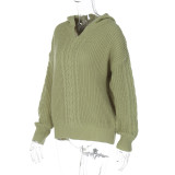 Fashion Hooded Long Sleeve Knit Sweater BLG-T3713479A