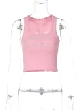 Letter Hot Drill U Neck Tank Tops BLG-T1C7520K