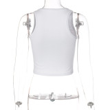Letter Hot Drill U Neck Tank Tops BLG-T1C7520K