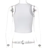 Letter Hot Drill U Neck Tank Tops BLG-T1C7520K