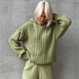 Fashion Hooded Long Sleeve Knit Sweater BLG-T3713479A