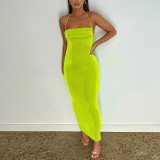 Sexy Solid Tie Up Slim Backless Maxi Dress BLG-D238047A