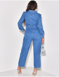 Fashion Denim Tie Up Wide Leg Jumpsuit LX-6972