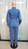 Fashion Denim Tie Up Wide Leg Jumpsuit LX-6972