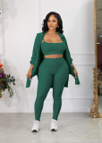 Solid Color Vest+Coat+Pants Three Piece Set MZ-2816