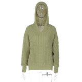 Fashion Hooded Long Sleeve Knit Sweater BLG-T3713479A