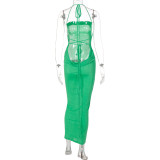 Sexy Solid Tie Up Slim Backless Maxi Dress BLG-D238047A