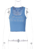 Letter Hot Drill U Neck Tank Tops BLG-T1C7520K