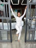 Casual Solid Color Hollow Out Two Piece Pants Set YS-871