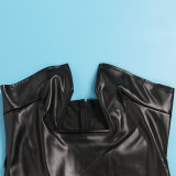Tight Hollow Out Split Leather Tube Tops Dress NY-2982