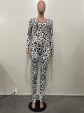 Leopard Print Backless Long Sleeve Jumpsuit OLYF-6139