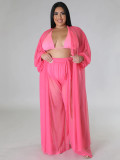 Plus Size Bat Sleeve Pants See Through Two Piece Set NNWF-7831