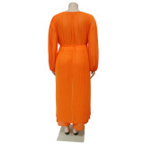 Plus Size Bat Sleeve Pants See Through Two Piece Set NNWF-7831