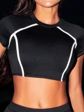 Casual Patchwork Short Sleeve Two Piece Swimsuit CSYZ-395