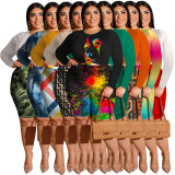 Plus Size Letter Print Short Two Piece Set NNWF-7898
