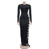 Solid Color Long Sleeve Slim Bandage Dress BY-6793