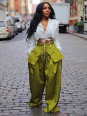 Casual Removable Pockets Wide Leg Pants ZSD-0643