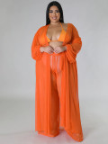 Plus Size Bat Sleeve Pants See Through Two Piece Set NNWF-7831