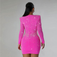 Long Sleeve Hot Drill Slim Mini Dress NY-2926
