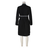 Long Sleeve Lapel Loose Long Coat ZSD-0644