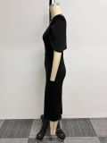 Solid Color Sleeveless Midi Dress Crop Two Piece Set NY-10668