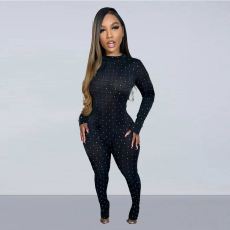 See Through Mesh Long Sleeve Jumpsuit NY-2989