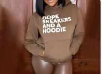 Letter Print Hooded Sweatshirt QYXZ-9158