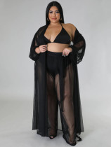 Plus Size Bat Sleeve Pants See Through Two Piece Set NNWF-7831